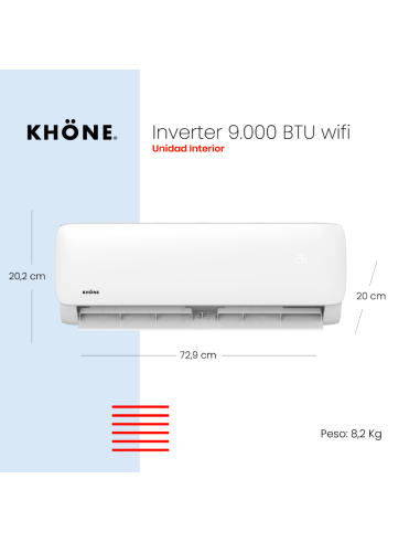 CLIMATIZADOR SPLIT KHÖNE INVERTER WIFI 9.000 BTU/h -Cobertura 18m2