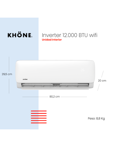 CLIMATIZADOR SPLIT KHÖNE INVERTER WIFI 12.000 BTU/h - Cobertura 24m2